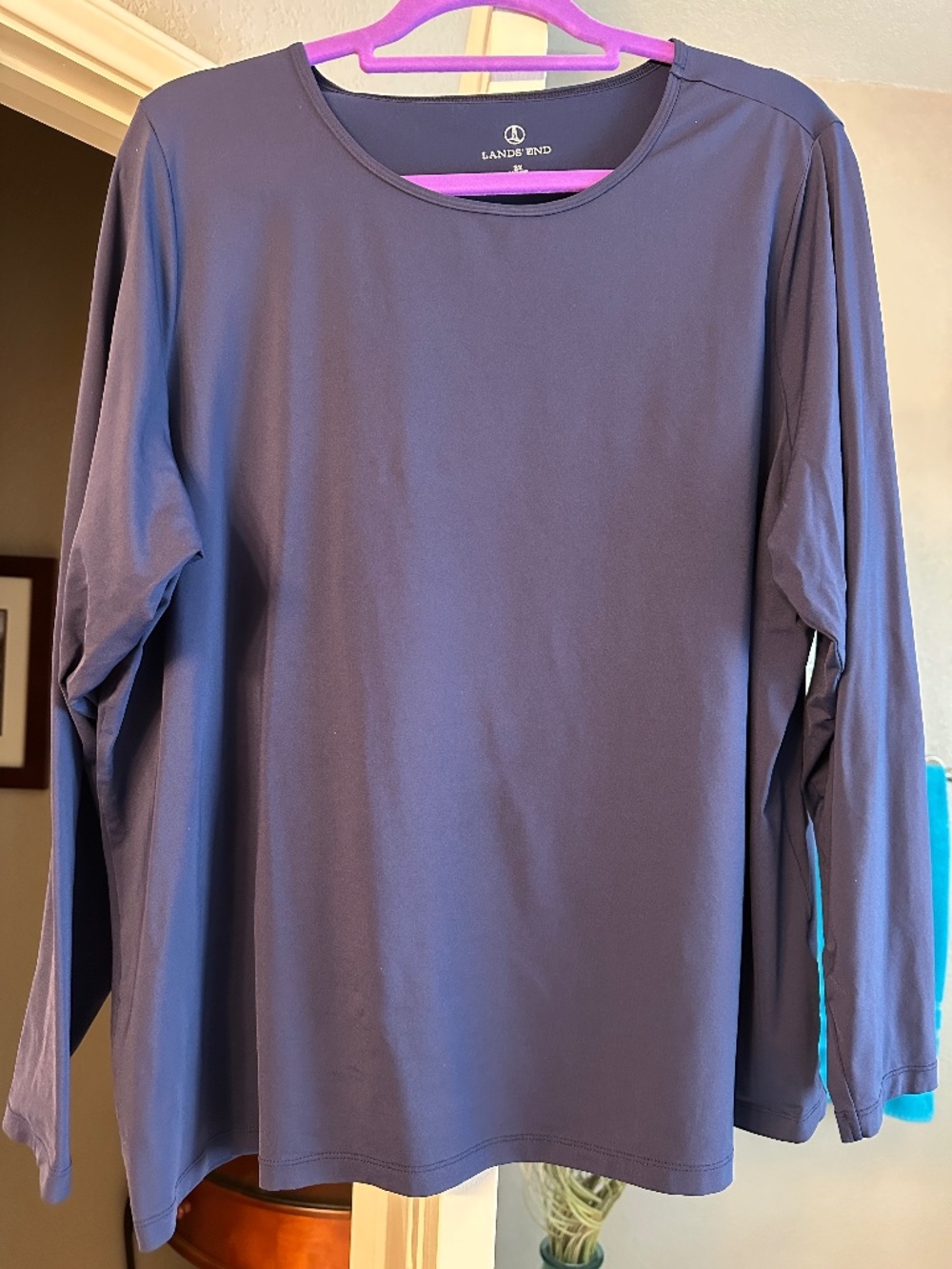Lands' End Women's Size 2X Long Sleeve Crewneck Tee - Sunshade UPF 50 Quick Dry